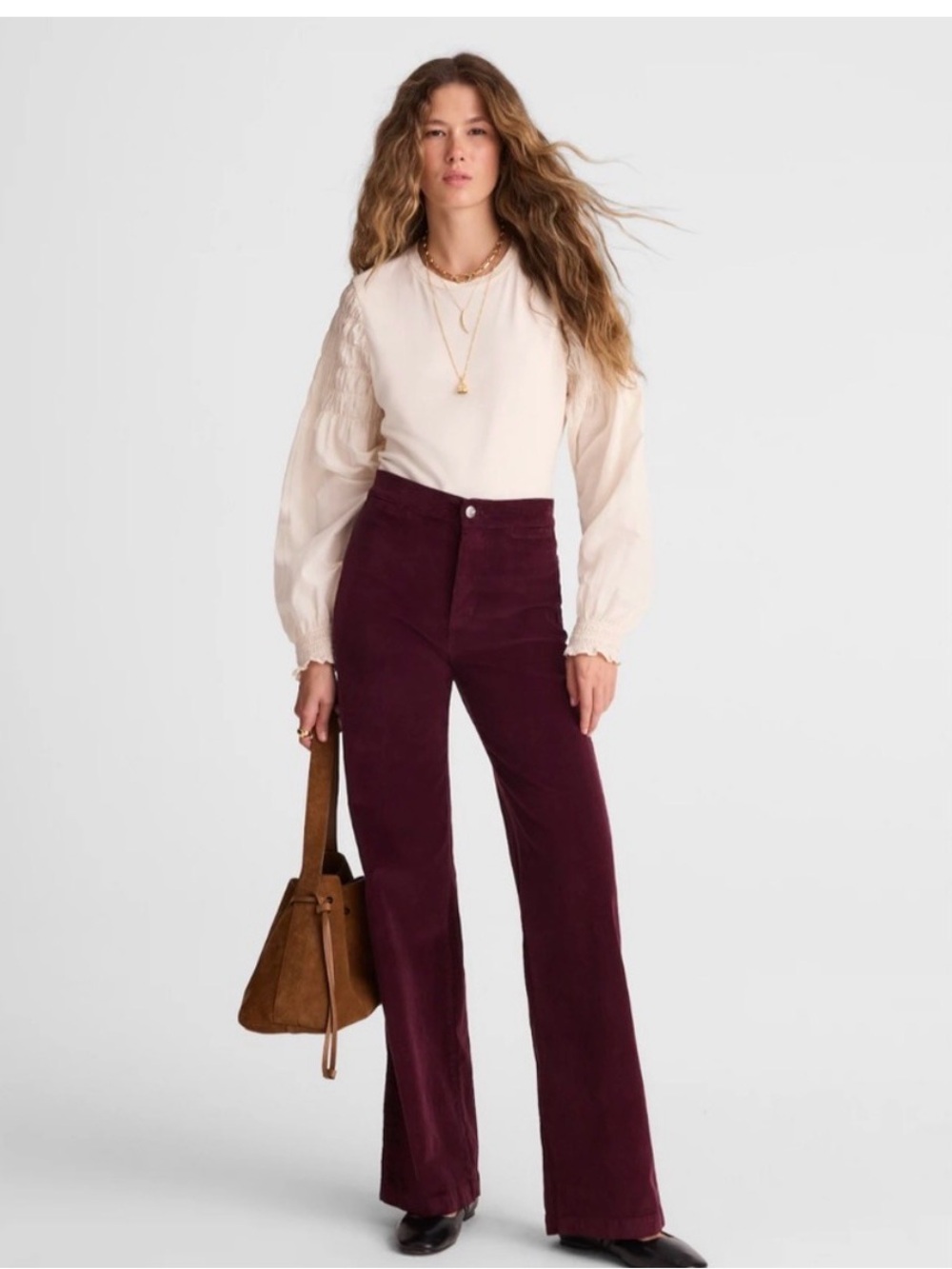 The Petite Wide Leg Pant in Corduroy